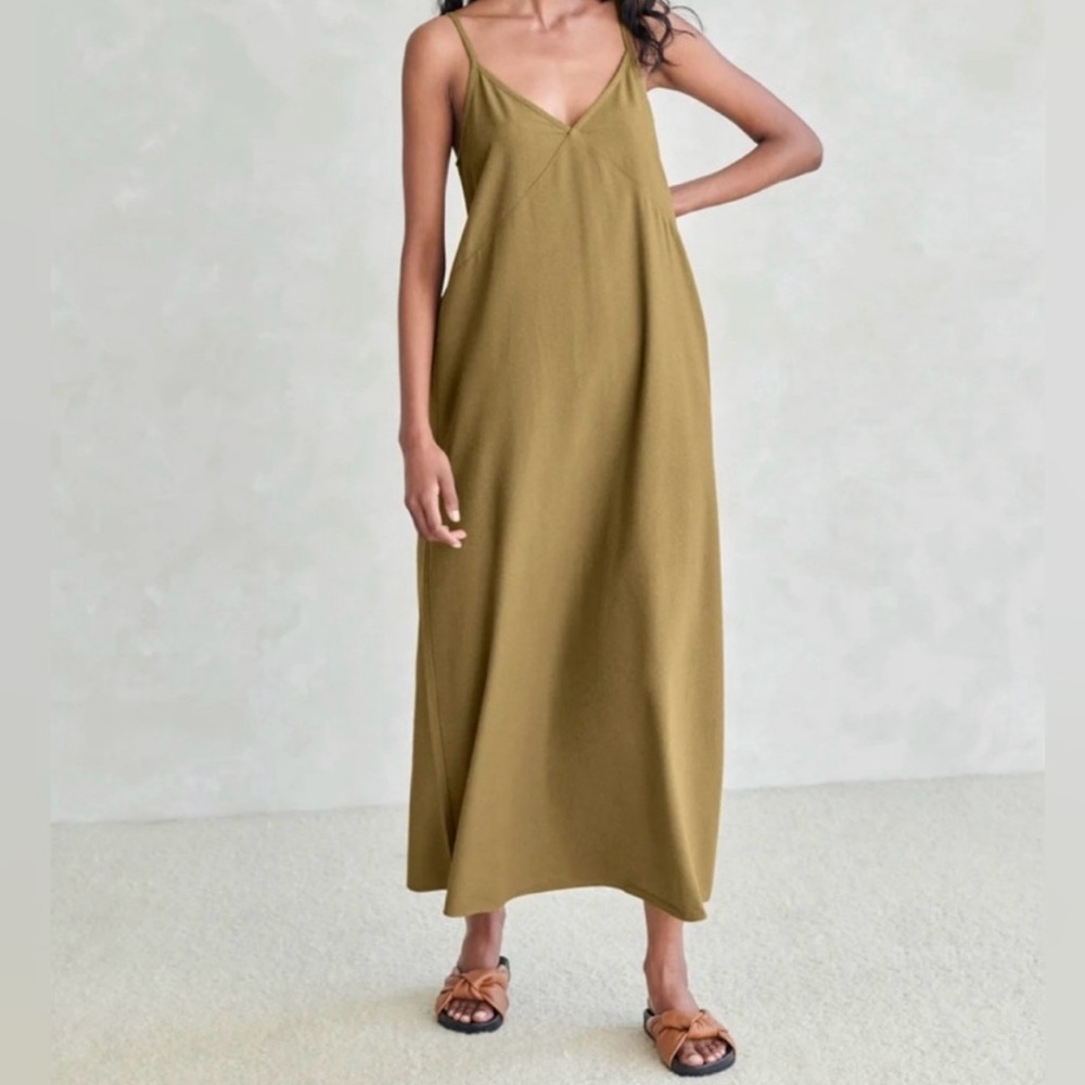 NWOT! Jenni Kayne | 100% Raw Silk Riviera Slip Dress | Safari | XL